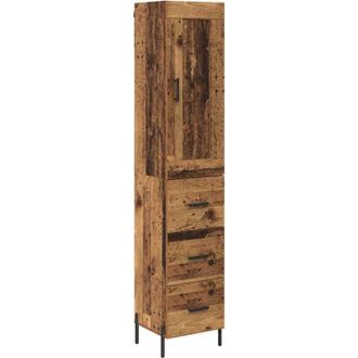 vidaXL Highboard Old Wood 34.5 x 34 x 180 cm Engineered Wood vidaXL