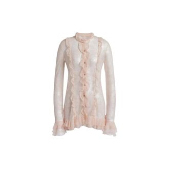Alberta Ferretti Sheer Lace Blouse - female - Alberta Ferretti - Blouses - Pink - M - Blouses & Shirts