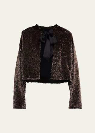 Veronica Beard Bancroff Embellished Tie-Neck Jacket