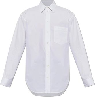 Balenciaga Logo Shirt - Heren - Zakelijke Overhemden - Wit - M - Katoen - Overhemden