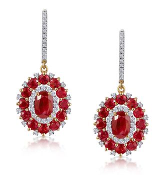The Diamond Store 2.50ct Ruby Asteria Collection Diamond Drop Earrings in 18K Gold