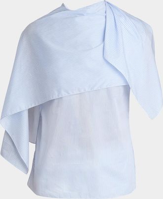 Ferragamo Striped Poplin Handkerchief Blouse