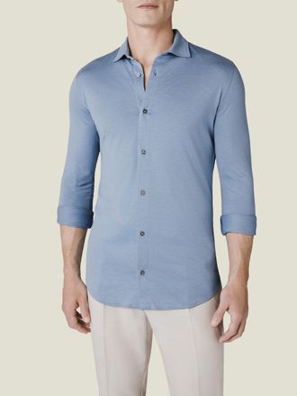 Luca Faloni Light Blue Silk-Cotton Como Shirt