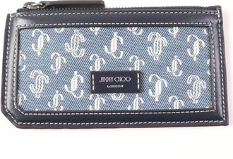 Jimmy Choo London Navy Leather Denim Coin Purse/Coin Case (Pre-Owned)