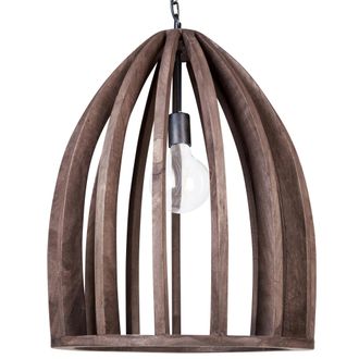 Beliani L&aacute;mpara De Techo De Madera De Mango Oscura 165 Cm A Mano Pantalla Natural Manair