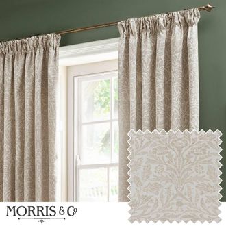 Morris & Co. Acorn Tonal Matt Jacquard Room Darkening Pencil Pleat Curtains in Ivory | Size: 229 cm width x 183 cm drop