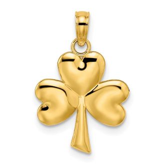 Diamond2Deal 14k Yellow Gold 3-Leaf Clover Charm Pendant