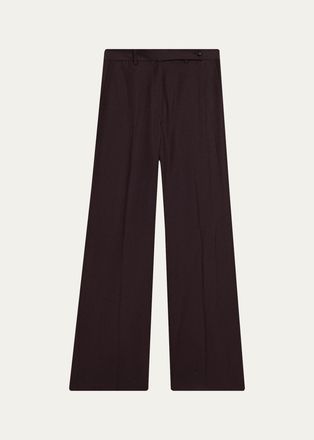 Kiton Pinstriped Wool-Blend Wide-Leg Pants
