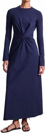 Apiece Apart Long Sleeve Volta Midi Dress In Navy