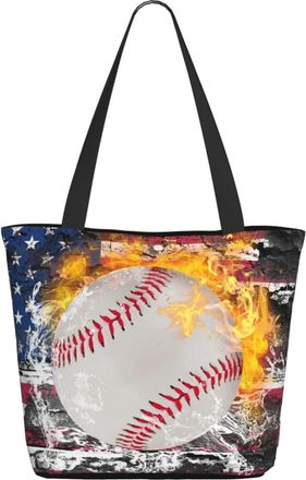 AOOEDM American Flag And Baseball (2) Ladies Shopping Bag 13x11x7in.The Perfect ValentineS Day Gift.It Is The Best ValentineS Day Gift For Mom, Daughter, Wif