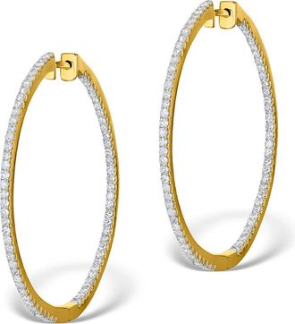 The Diamond Store Diamond Hoop Earrings 2ct H/Si in 18K Gold - P3487