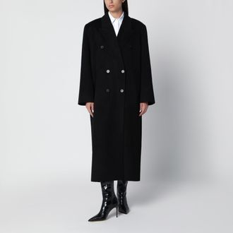 Frankie Shop Gaia Black Wool-Blend Double-Breasted Coat