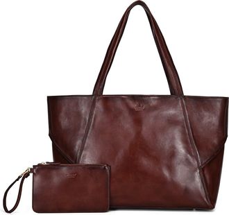 OLD TREND Wishbone Oversized Leather Carryall Tote in Chocolate at Nordstrom