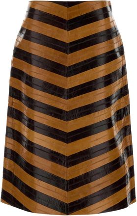 Fendi Two Tone Leather Skirt