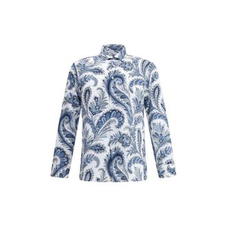 Etro Blue Cotton Pattern Mens Shirt