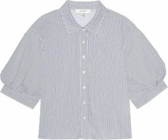 Frame Denim Womens Billow Shirt In Navy Stripe