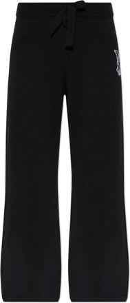 Amiri Wolbroek met Logo - Dames - Wijde Broeken - Zwart - XS - Wol - Broeken