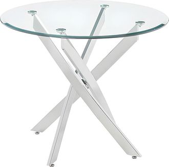 Vente-Unique Mesa redonda de comedor para 2 personas de vidrio templado y metal cromado - Transparente - COSIMA
