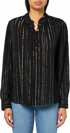 Velvet Lurex Stripe Lolita Blouse In Black