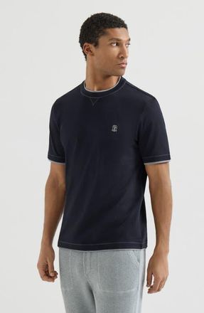 Brunello Cucinelli T-shirt with faux-layering in Blue at Nordstrom, Size Xxx-Large Eu