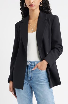 Open Edit Icon Twill Double Breasted Blazer in Black at Nordstrom, Size Xx-Small