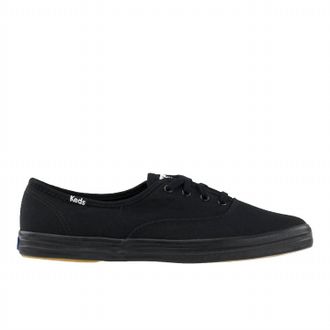 Keds Womens Champion Lace Up Sneakers In All Black Canvas
