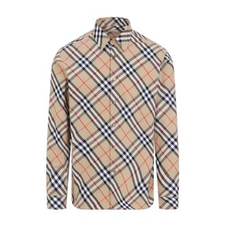 Burberry Camicia a Quadri Color Sabbia - - Shirts - Uomo - Beige - L