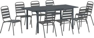 vidaXL Garden Dining Set 9 pcs Anthracite Powder-coated Steel vidaXL