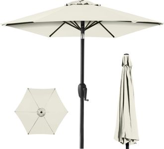 Best Choice Products 7.5ft Heavy-Duty Outdoor Market Patio Umbrella w/ Push Button Tilt, Easy Crank