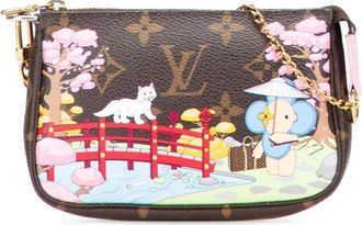 Louis Vuitton Borsa a mano Vivienne Christmas Animation Japanese Garden Mini Pochette Accessoires con monogramma 2021 - Marrone