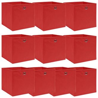 vidaXL Cajas De Almacenaje 10 Uds Tela Rojo 32x32x32 Cm Vidaxl
