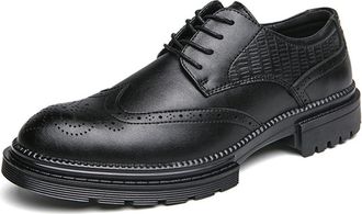 Generic Mens Dress Shoes Comfortable Business Casual Oxfords for Men Leather Dress Sneakers for Office Fomal Wedding,Black,6.5 UK