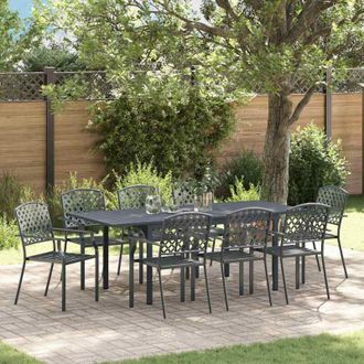 vidaXL Set da Pranzo da Giardino Regolabile 9 pcs Acciaio - Vidaxl