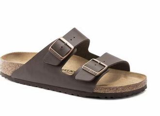 Birkenstock Womens Arizona Birko Flor Sandal In Dark Brown