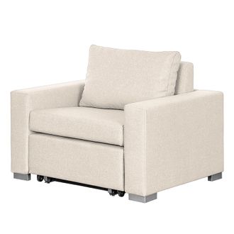 Mørteens home24 mooved Schlafsessel Latina IV Creme Webstoff mit Schlaffunktion/Bettkasten 110x90x90 cm (BxHxT)