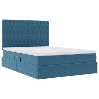 vidaXL Storage Bed with Mattress Dark Blue 140 x 200 cm Velvet vidaXL