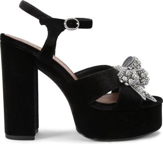 Kurt Geiger Womens Velvet Bow Platform Sandal Sandals - Black - Size UK 8