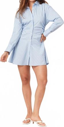 Habitual Stripe Mini Shirt Dress In Blue