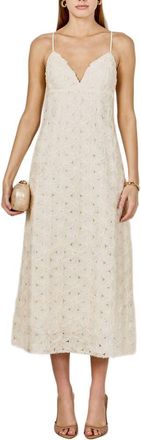 endless rose Textured Floral Midi Dress in Beige at Nordstrom, Size X-Small