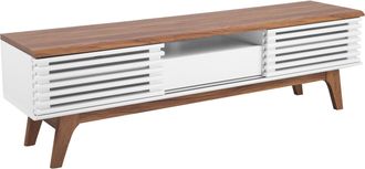 Beliani Beliani - Mueble De Tv Madera Oscura Blanco Estante Almacenaje Gesti&oacute;n De Cables Moderno Detroit