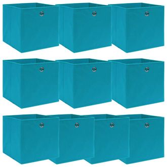 vidaXL Vidaxl - Cajas De Almacenaje 10 Uds Tela Azul Celeste 32x32x32 Cm