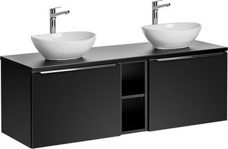 Petits Meubles Mueble lavabo doble 140cm 2 nichos tableros laminados y mdf negro