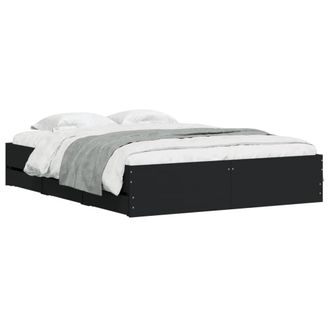 Berkfield Home Modern Bed Frame with Drawers without Mattress Black 150x200 cm K | Size: King