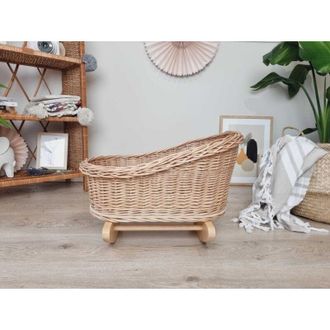 OEM Cuna De Mu&ntilde;eca De Mimbre, Madera Natural