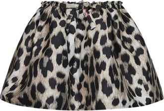 Givenchy Mini Pliss&eacute; Rok in Luipaard Jacquard - Dames - Korte rokken - Veelkleurig - S - Katoen - Rokken