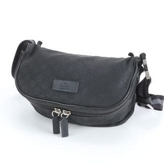 Gucci Black Nylon Leather Messenger Bag Shoulder Bag (Pre-Owned)