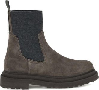 Brunello Cucinelli Brown Calf Leather Bos Taurus Ankle Womens Boots