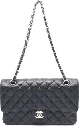 Chanel Borsa a spalla Classic Double Flap media in pelle Caviar 2004 - Nero