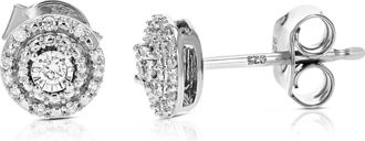 Vir Jewels 1/10 cttw 20 Stones Round Lab Grown Diamond Studs Earrings.925 Sterling Silver Prong Set 1/4 Inch