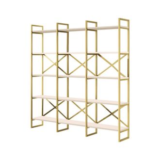 Dmora Estante para libros efecto madera oro blanco 170x30 cm